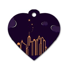 Skyscraper Town Urban Towers Dog Tag Heart (one Side) by pakminggu