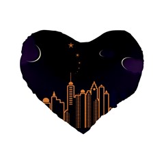 Skyscraper Town Urban Towers Standard 16  Premium Flano Heart Shape Cushions by pakminggu