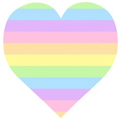 Cute Pastel Rainbow Striped Pattern Wooden Puzzle Heart by pakminggu