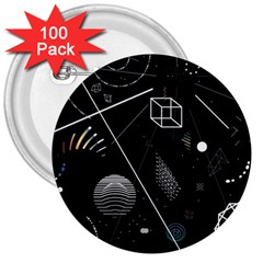 Future Space Aesthetic Math 3  Buttons (100 pack) 