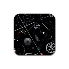 Future Space Aesthetic Math Rubber Square Coaster (4 pack)