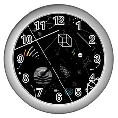 Future Space Aesthetic Math Wall Clock (Silver)