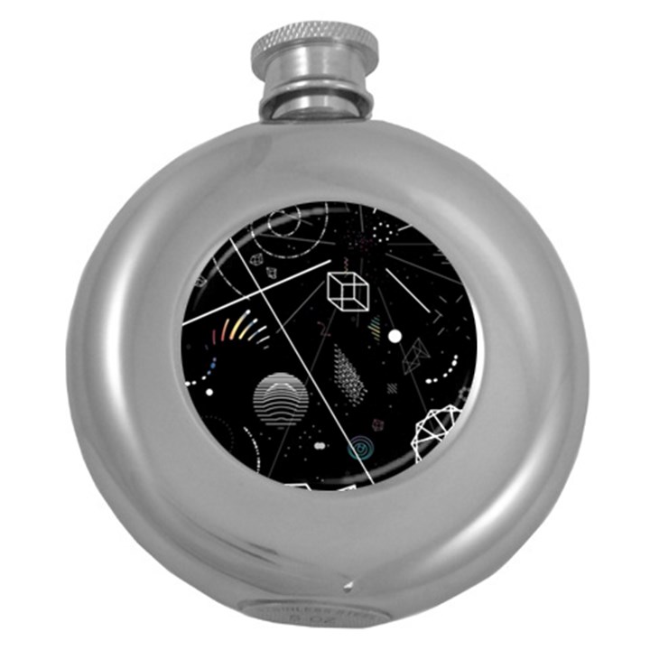 Future Space Aesthetic Math Round Hip Flask (5 oz)