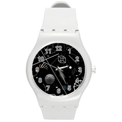 Future Space Aesthetic Math Round Plastic Sport Watch (M)