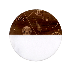 Future Space Aesthetic Math Classic Marble Wood Coaster (Round) 