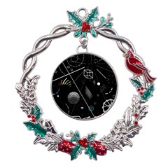 Future Space Aesthetic Math Metal X mas Wreath Holly leaf Ornament