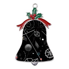 Future Space Aesthetic Math Metal Holly Leaf Bell Ornament