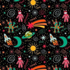 Space Seamless Pattern Play Mat (square) by pakminggu