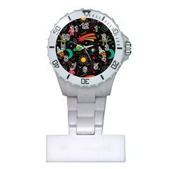 Space Seamless Pattern Plastic Nurses Watch by pakminggu