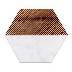 Abstract Diagonal Striped Lines Pattern Marble Wood Coaster (hexagon) 