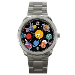 Circle Illustration Space Art Cute Pattern Sport Metal Watch by pakminggu