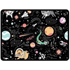 Cat And Dog Space Pattern Two Sides Fleece Blanket (large) by pakminggu