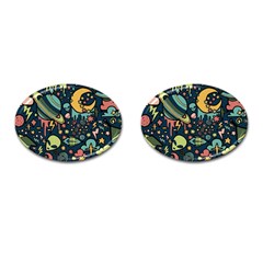 Alien Ocket Space Aesthetic Pattern Cufflinks (oval) by pakminggu