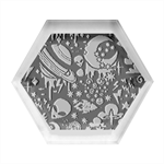 Alien Ocket Space Aesthetic Pattern Hexagon Wood Jewelry Box Front