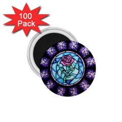 Cathedral Rosette Stained Glass Beauty And The Beast 1 75  Magnets (100 Pack) 