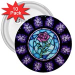 Cathedral Rosette Stained Glass Beauty And The Beast 3  Buttons (10 pack)  Front