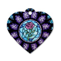 Cathedral Rosette Stained Glass Beauty And The Beast Dog Tag Heart (two Sides)