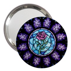 Cathedral Rosette Stained Glass Beauty And The Beast 3  Handbag Mirrors by Cowasu