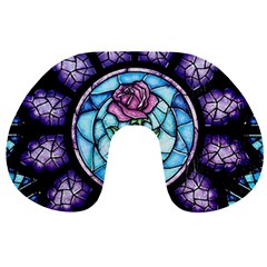 Cathedral Rosette Stained Glass Beauty And The Beast Travel Neck Pillow by Cowasu