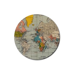 Vintage World Map Rubber Round Coaster (4 Pack)