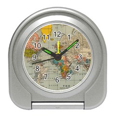 Vintage World Map Travel Alarm Clock by Cowasu