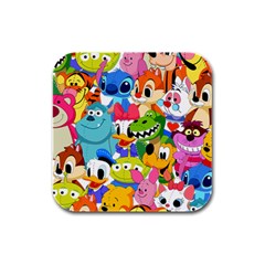 Illustration Cartoon Character Animal Cute Rubber Square Coaster (4 Pack) by Cowasu