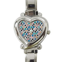 Diamond Shapes Pattern Heart Italian Charm Watch
