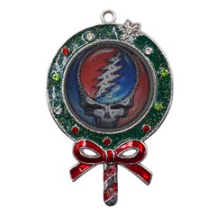 Grateful Dead Logo Metal X mas Lollipop With Crystal Ornament by Cowasu