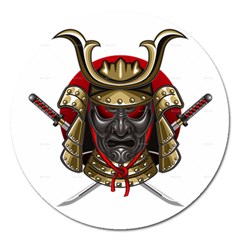 Samurai Katana Warrior Magnet 5  (round) by Cowasu