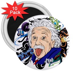 Albert Einstein Physicist 3  Magnets (10 Pack) 