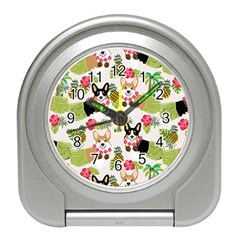 Corgis Hula Pattern Travel Alarm Clock