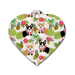 Corgis Hula Pattern Dog Tag Heart (one Side) by Cowasu