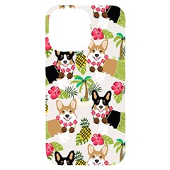 Corgis Hula Pattern Iphone 14 Pro Max Black Uv Print Case by Cowasu