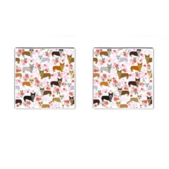 Corgis Corgi Pattern Cufflinks (square)