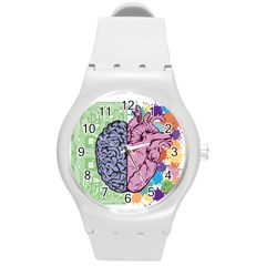 Brain-heart-balance-emotion Round Plastic Sport Watch (m) by Cowasu