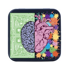 Brain-heart-balance-emotion Square Metal Box (black)