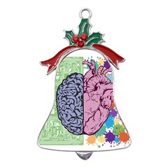 Brain-heart-balance-emotion Metal Holly Leaf Bell Ornament
