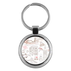 London-paris-drawing-vector-london-comics Key Chain (round)