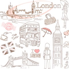 London-paris-drawing-vector-london-comics Play Mat (rectangle) by Cowasu