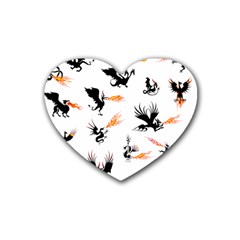 Dragon-phoenix-fire-bird-ancient Rubber Heart Coaster (4 Pack)