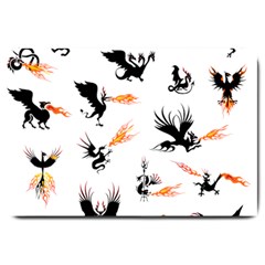 Dragon-phoenix-fire-bird-ancient Large Doormat