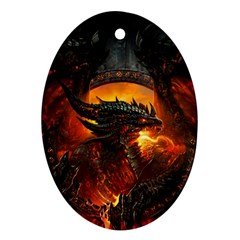 Dragon Fire Fantasy Art Oval Ornament (two Sides) by Cowasu