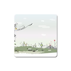 Abstract-background-children Square Magnet