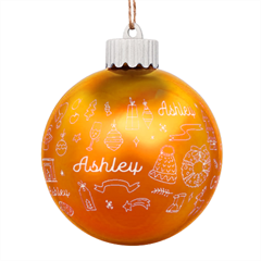 Personalized Merry Christmas illustration Name - LED Glass Sphere Ornament