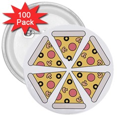 Pizza-slice-food-italian 3  Buttons (100 Pack) 