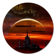 Science-fiction-digital-illustration Magnet 5  (round) by Cowasu