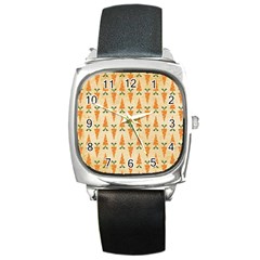 Patter-carrot-pattern-carrot-print Square Metal Watch