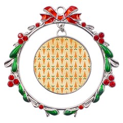 Patter-carrot-pattern-carrot-print Metal X mas Wreath Ribbon Ornament