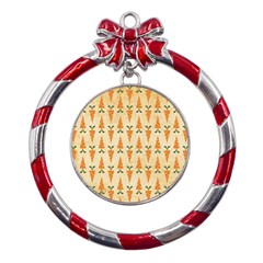 Patter-carrot-pattern-carrot-print Metal Red Ribbon Round Ornament