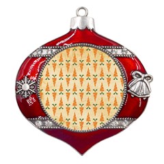 Patter-carrot-pattern-carrot-print Metal Snowflake And Bell Red Ornament